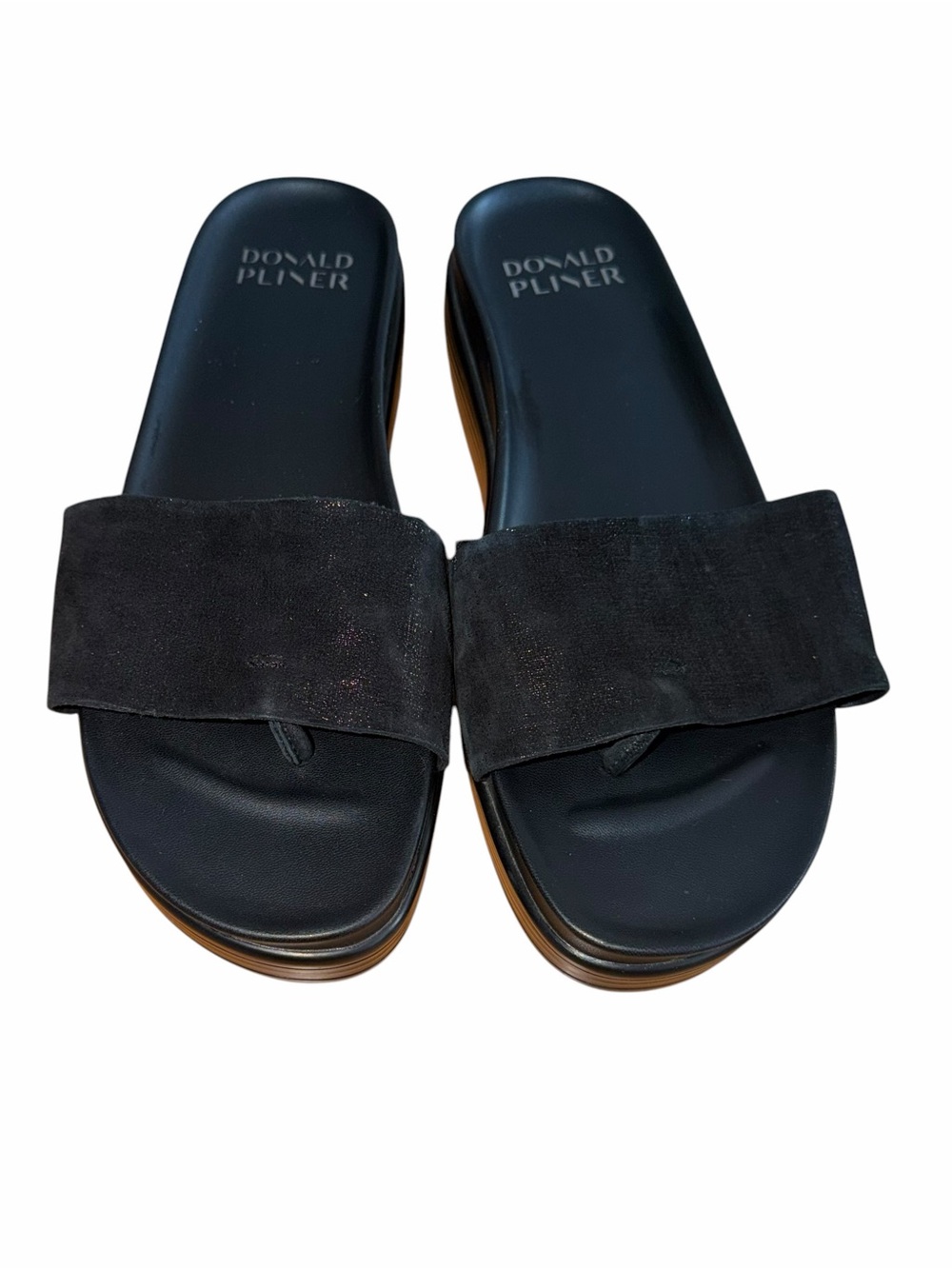 Donald Pliner FIFI Platform Sandals in Black Suede Shimmer Women’s 8.5 - Picture 2 of 7